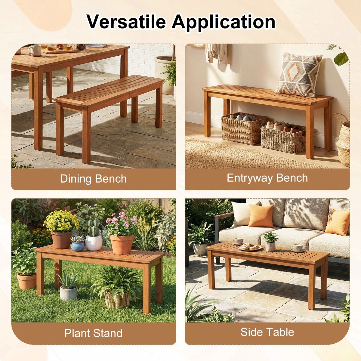 Coast Tuinbank voor 2 personen - massief hout - lattenzitting - naturel - 120 cm