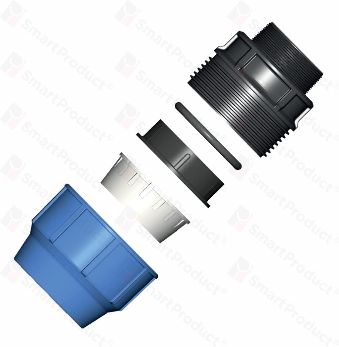 SmartProduct T-stuk 20 x 20 x 20 mm – PP klemfitting – Zwart/Blauw