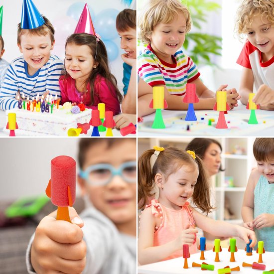 Partizzle 24x Springende Raketten - Bouncing Ruimte Raket Speelgoed - Uitdeelcadeautjes - Grabbelton Traktatie Cadeautjes - Voor Kinderen & Peuters - Foam