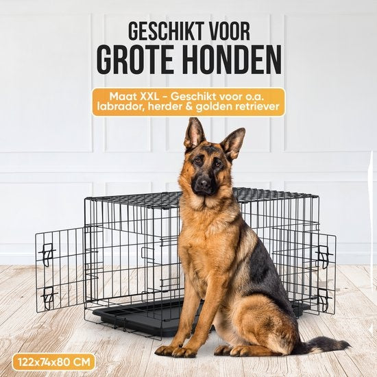 Avalo Hondenbench XXL - Opvouwbare Kooi - 2 Deuren - 122x74x80 CM