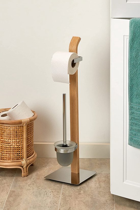 Staande wc-garnituur Samona Nature, wc-borstelhouder