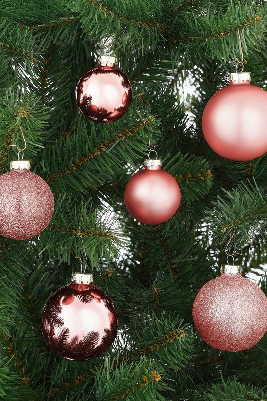 Mica Decorations Kerstballen Set - 42 Stuks - Ø7 cm - Glas - Roze