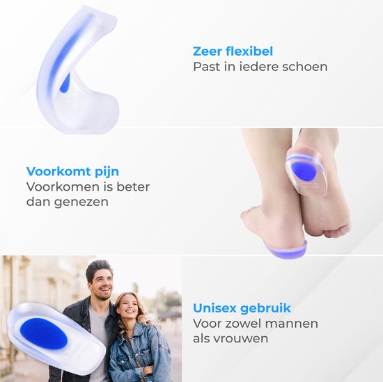 Nuvance - Hielspoor Zooltjes - Hielbeschermers - Inlegzolen - Hielspoor - 2 Stuks voor Maat 39-45 - Blauw
