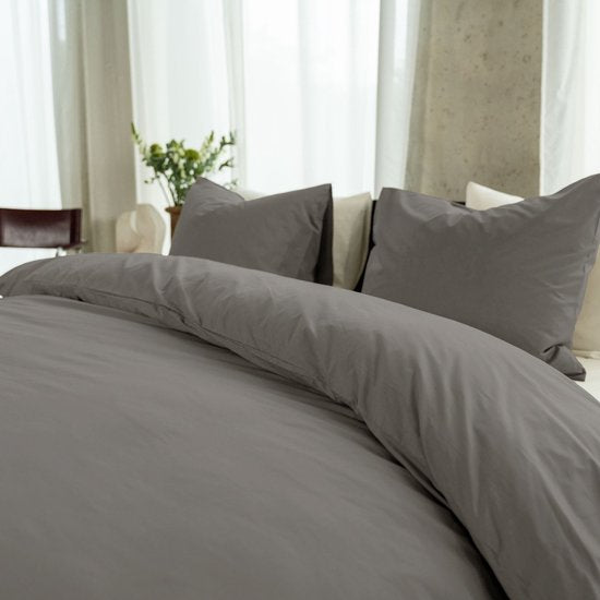 Kayori Kayori Puro Dekbedovertrek Perkal - 240x200-220 +2 slopen - Lits-jumeaux - Hotelkwaliteit - Warmgrijs