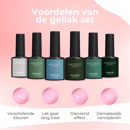 Moods Gellac 6-delige Set - Gellak Starterspakket - Gel Nagellak - 8ML - Mountain Mist - Gellac - Nagels - Chique Kleuren