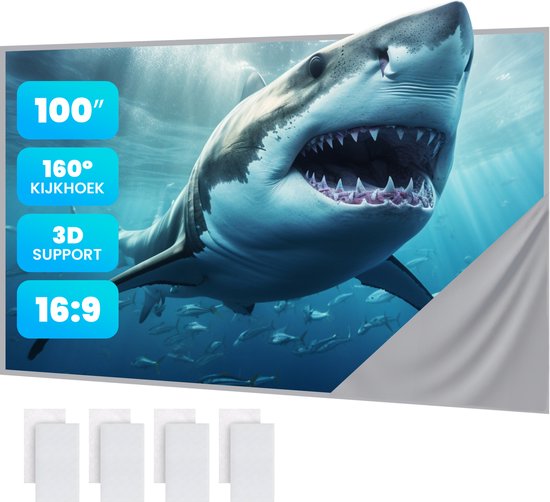 Strex - Beamerscherm - 100 Inch  -160° Kijkhoek - Incl. Bevestigingsmateriaal - 220x120 CM - Grijs
