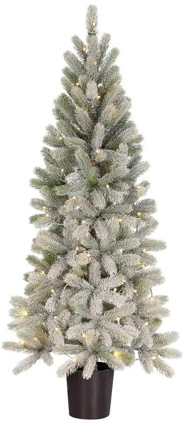 Black Box Trees Nagoya Kunstkerstboom met Verlichting H120 x Ø60 cm - Kerstboom met Besneeuwde Takken - Kunstboom met 212 PE Dennentakjes - Slank Model Ø60 cm - Groen