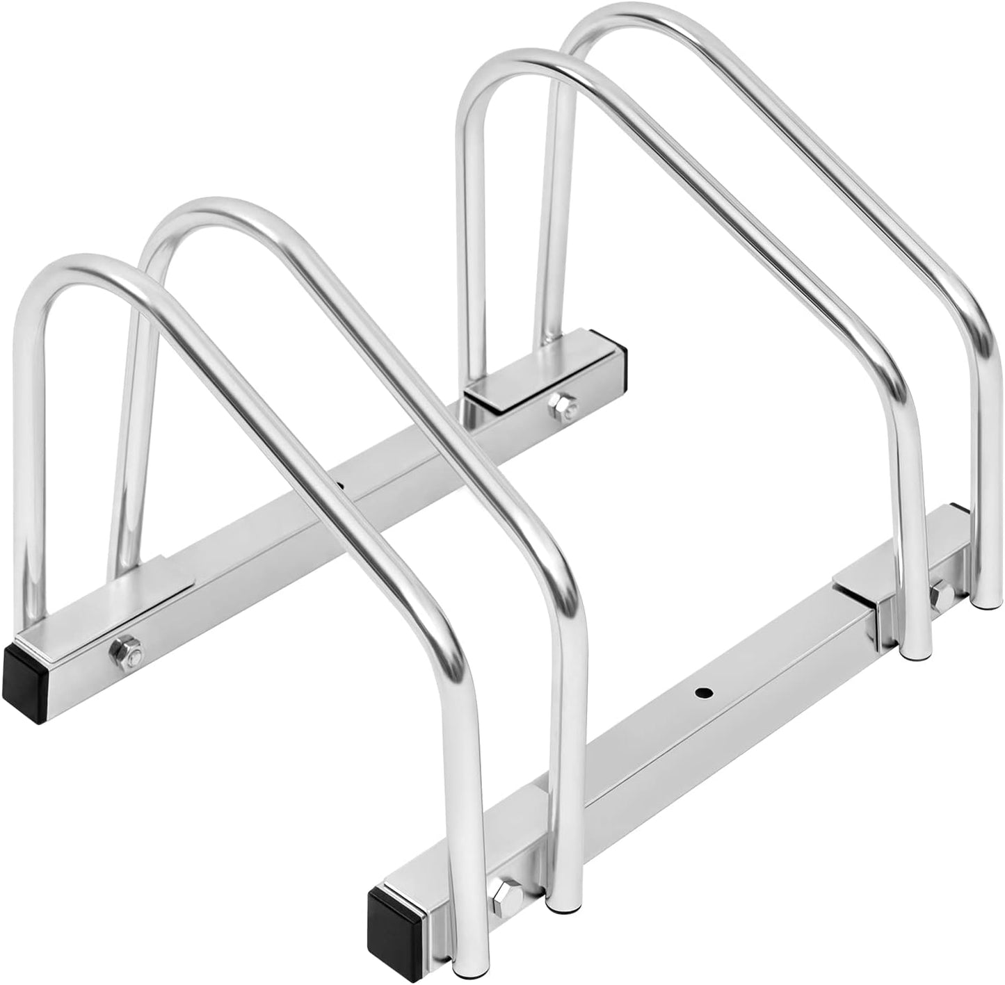 WOLTU Fietsenrek Voor 2 Fietsen – Robuust Stalen Fietsenstandaard Voor Vloer- En Wandmontage – Geschikt Voor Bandbreedtes Van 35-55 mm – Zilver/Zwart – Ø 16 mm