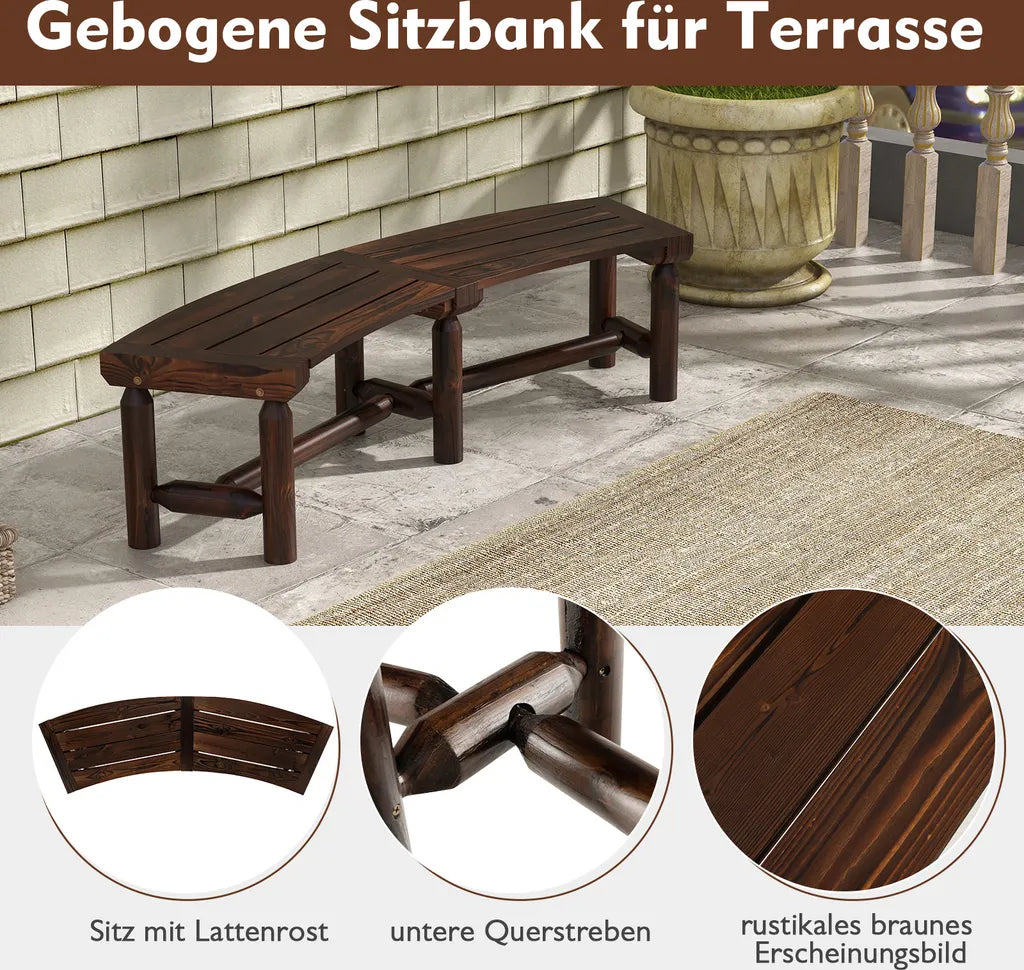 Coast Tuinbank 2-3 Persoons - Gebogen - Hout - Weerbestendig - Verstevigd - 139 x 36 x 41 cm - Bruin