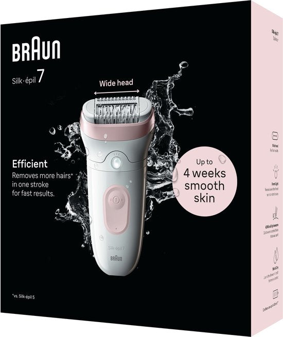 Braun Silk·épil 7 - Epilator voor Eenvoudige Ontharing - Langdurig Gladde Huid - 7-000 - Wit/Flamingo
