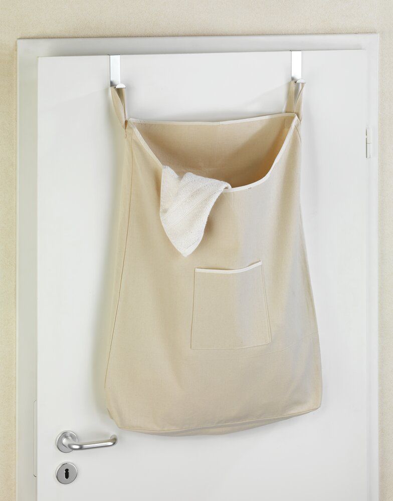 WENKO Canguro Over-Deur Wasmand Beige - 65L - Katoen - Met RVS Haken