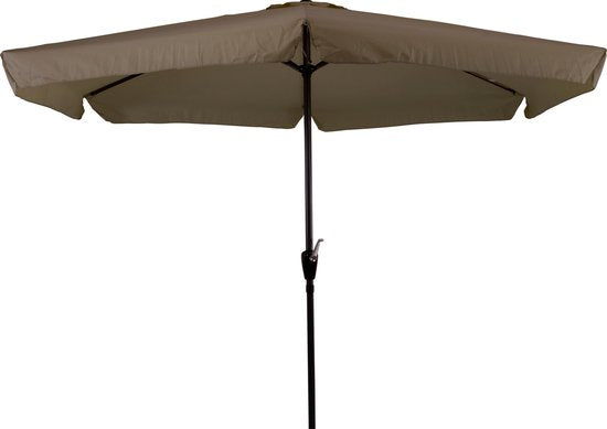 CUHOC Parasol met Volanten - Taupe Parasol - Parasol Stokparasol - 3m Parasol - Parasol met Molen - 6 Hoekige Parasol - Makkelijk in te draaien Parasol