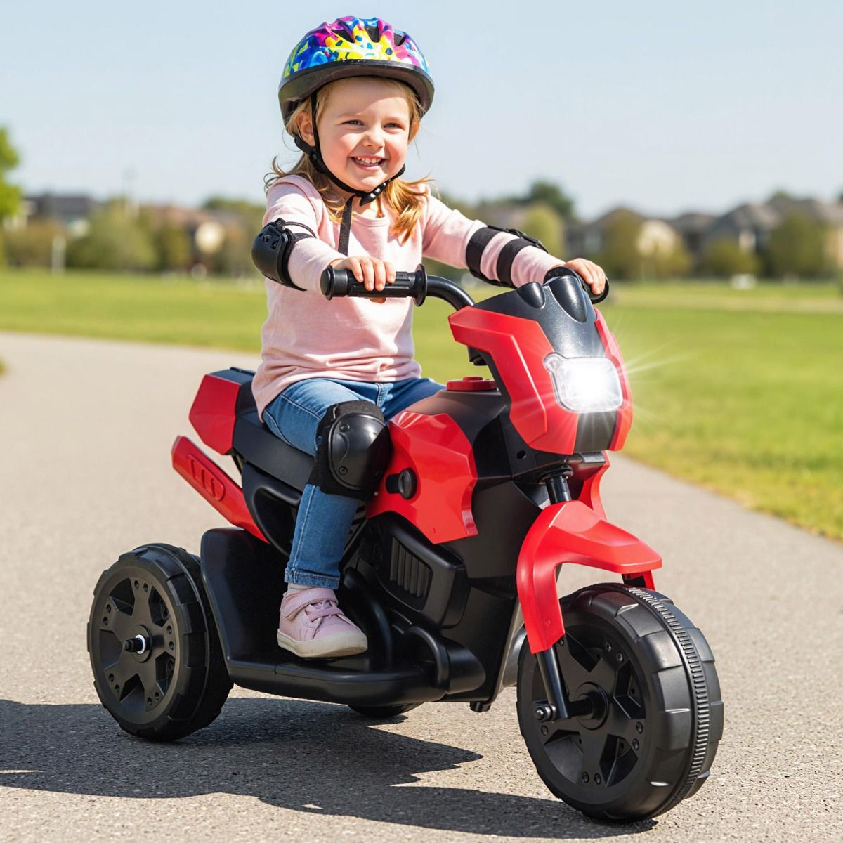 Coast Kindermotorfiets elektrisch - driewielig ontwerp - met led-koplamp - rood