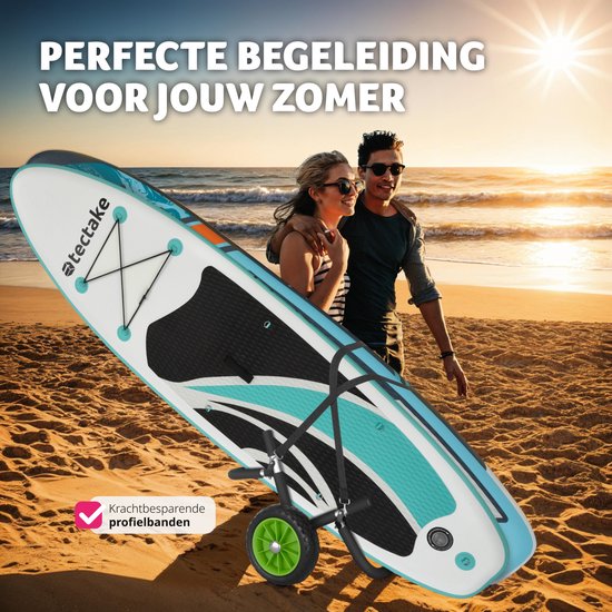 tectake® Transportkar opvouwbaar voor surfplank- voor stand-up paddling board- kanoboot of opblaasbare kajak- trolley - buggy voor SUP- surfplank