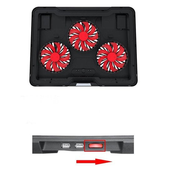 Fuegobird Laptop Cooler - Laptophouder en koeler - 3 ventilatoren - Verstelbaar - RGB - Max 17 inch - Zwart