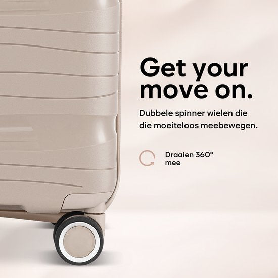 SKYCASES Travel One – 28-inch Grote Reiskoffer - Cijferslot - 50x29x77cm - 98L - Lichtgewicht, Waterdicht & Duurzaam - XL Rolkoffer Groot - Beige
