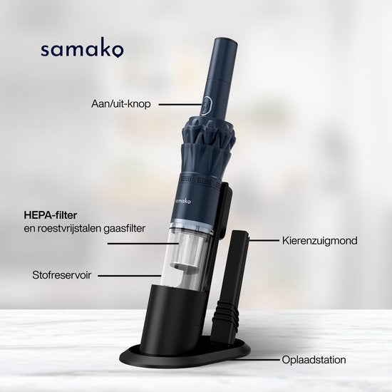 Kruimeldief NanoDetect 120W - Kruimelzuiger Snoerloos - Krachtige Handstofzuiger - Draadloos - Autostofzuiger - Samako