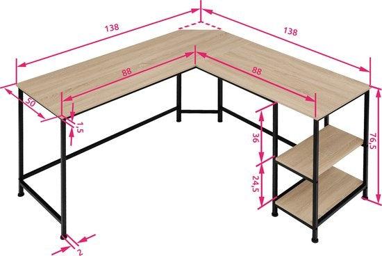 tectake - Bureau Hamilton industrial light - hoekbureau - 404232