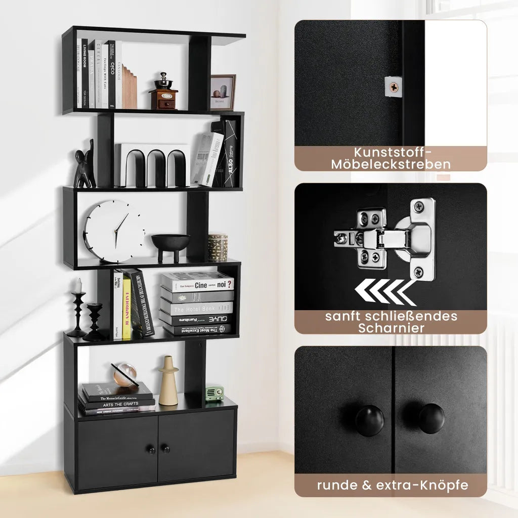 Cost - Boekenkast - Hout - Zwart - 70x23x183 cm