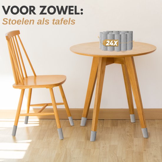 Vaive Stoelpoot Beschermers - Vloerbeschermer - Stoelpoot Sokken - Stoelpootdoppen - Stoelpootbeschermers - Stoelsokken - Grijs