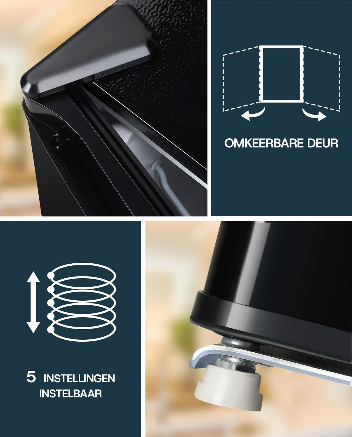 Upstreman Mini-Koelkast Met Vriesvak FR17 – 46 Liter – 41 dB Stil – Zwart – Metaal
