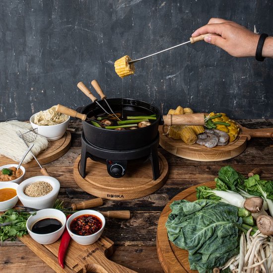 Boska Elektrische Fondueset Pro - Voor elk type fondue - 8 personen - Stijlvol gietijzer - Extra lang snoer