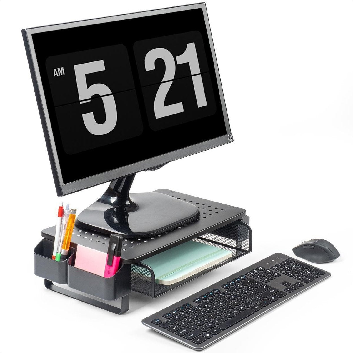 LifeGoods Monitorstandaard - Monitor Verhoger - Beeldscherm Verhoger - Verstelbaar - 37 x 23,5 x 10 cm - Metaal - Zwart