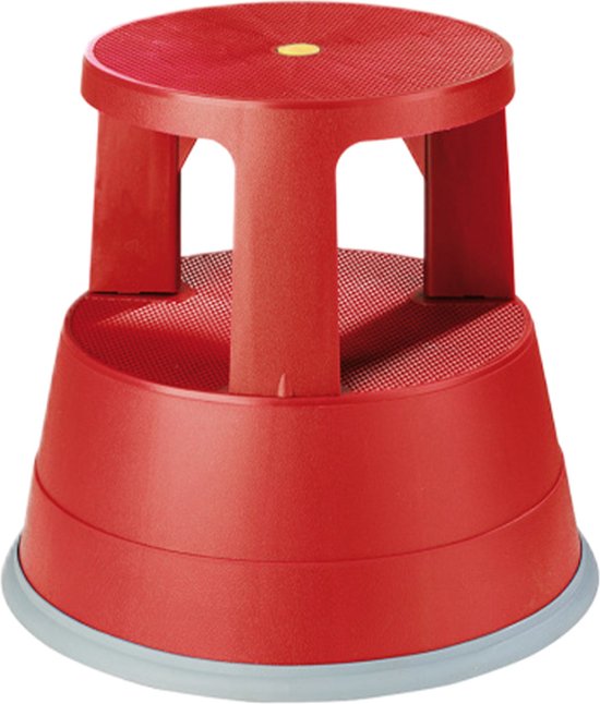 BRASQ Opstapkrukje Rood ST200 - Verrijdbaar - Draagvermogen 150 kg - Opstapkruk - Opstapje - Opstapkrukje volwassenen - Olifantenvoet