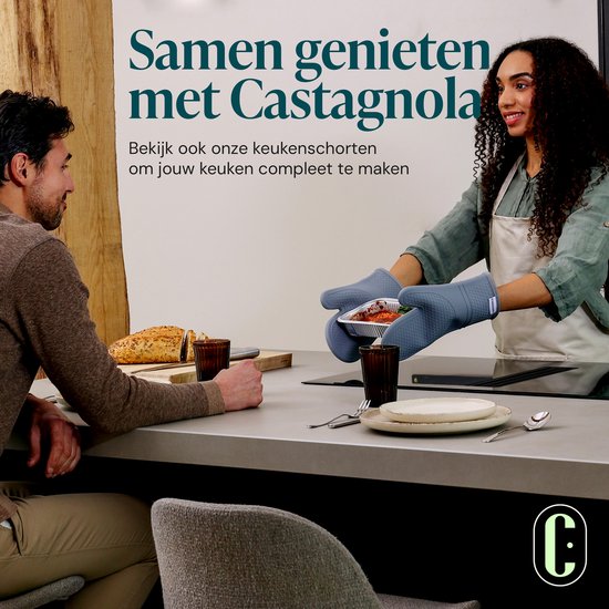 Castagnola Ovenwanten - Hittebestendige Overhandschoenen - Siliconen Ovenwanten - Hittebestendig tot 250°C - EN407 Gecertificeerd - Katoen - Grijs