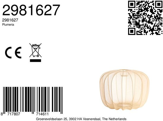 Light & Living - kap - Plumeria - beige - textiel - Ø 50cm - E27 - 2981627