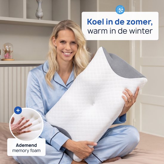Alyze Anti snurk kussen - Voor iedere slaaphouding - 62 x 37cm - Hoofdkussen - Ergonomisch - Slaap - Vlinder - Kussen - Nekklachten - Memory foam - wit - Alyze