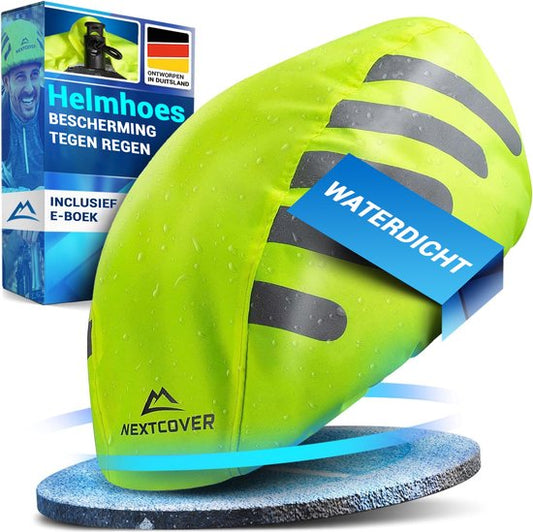 NEXTCOVER® Universele regenhoes voor fietshelmen - 100% wind- en waterdichte helmhoes - Reflecterende fietsregenhoes voor alle helmen - Waterdichte helmhoes met reflecterende veiligheidsmarkeringen