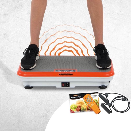 Vibro Shaper - trilplaat met oscillatietechnologie verstevigt het lichaam - powerplate belast alle spiergroepen - inclusief power stretchbandjes