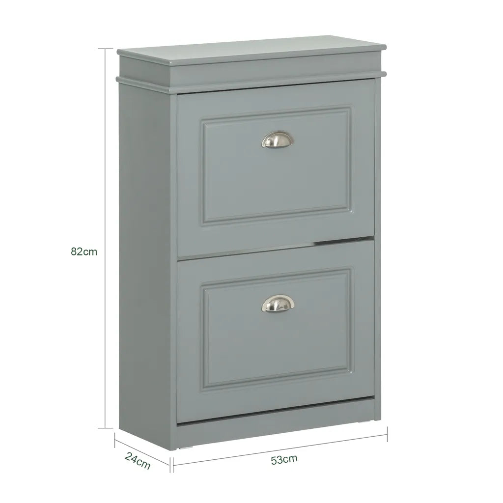 SoBuy Schoenenkast - Incl 2 Kleppen - Schoenenrek - 4 Planken - Grijs - 54x82x24cm - FSR78-HG