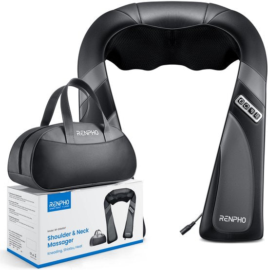 RENPHO U-Neck Go Shiatsu Nek & Schouder Massager - Verwarmingsfunctie - Geschikt voor verschillende lichaamsdelen - Zwart