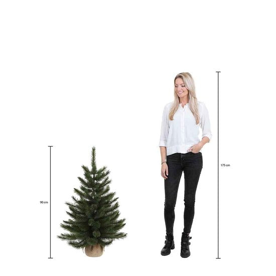 Black Box Trees Glendon Kunstkerstboom in Pot met 30 LED lampjes - H90 x Ø51cm - Groen