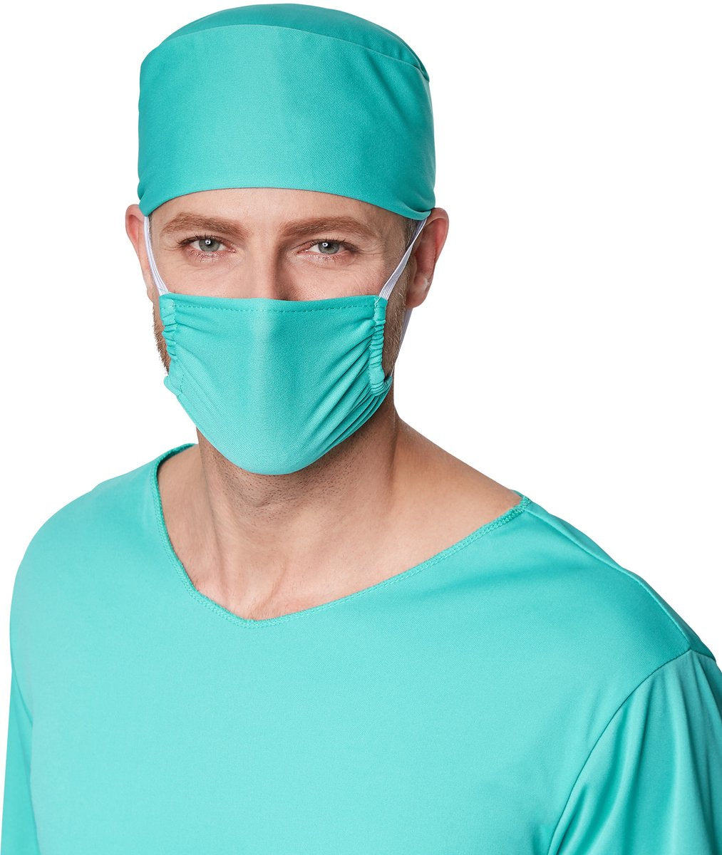 Dressforfun - Herenkostuum Chirurg - Volledig artsenkostuum met broek, bovenstuk, mondmasker & hoofddeksel voor Carnaval, Halloween & Feest - Maat M