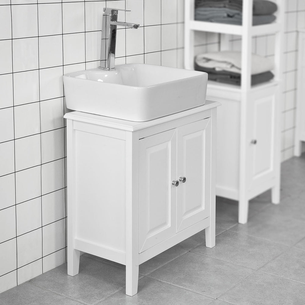 SoBuy FRG202-W Wastafel Kast Wit - 2 Deuren - 70x38x20 cm