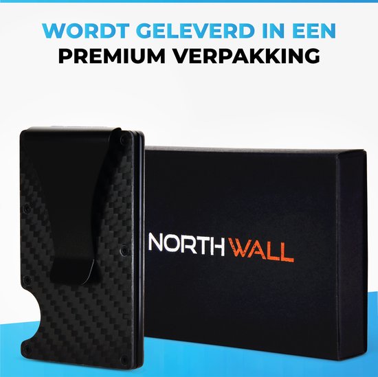 Northwall Pasjeshouder - Carbon Creditcardhouder met Geldclip - Money clip - RFID Anti-Skim - Maximaal 12 pasjes