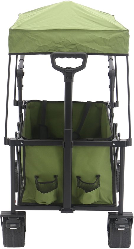 AXI SB221 Opvouwbare Bolderwagen met dak – Groen – Met Trekstang, Remmen en Hoes – 100 kg Draagvermogen – Eenvoudig mee te nemen - Metaal