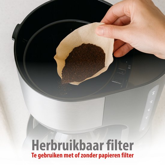 alpina Koffiezetapparaat Filterkoffie 750 W - Koffiemachine met Herbruikbare Koffiezet Filter - Koffiemachine met 1,25 L Glazen Kan - 10 Kopjes Koffie per Keer - Anti-Druppel Koffiemaker