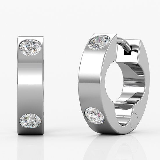 Yolora Elgance Dames Oorringen met Kalpa Camaka Kristallen - Zilverkleurig - 18K Witgoud Verguld - Vrouwen Oorbellen Zilver - Sieraden - Luxe Giftbox - Geschenkdoos - Cadeau doos - Exclusieve Geschenkverpakking - Mooie Cadeauverpakking