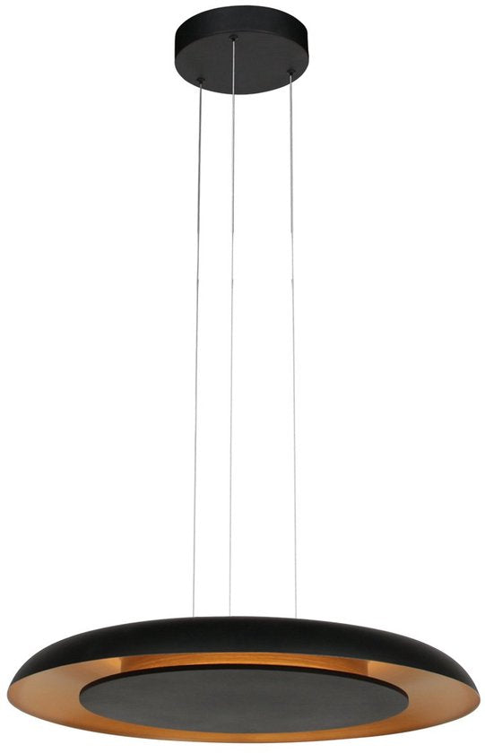 Hanglamp Golden Veil 4332ZW - Moderne zwarte hanglamp met gouden binnenzijde, hoogte instelbaar tot 125 cm, met ingebouwde LED-verlichting - Steinhauer