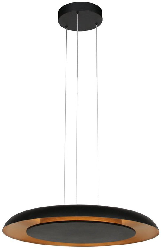 Hanglamp Golden Veil 4332ZW - Moderne zwarte hanglamp met gouden binnenzijde, hoogte instelbaar tot 125 cm, met ingebouwde LED-verlichting - Steinhauer