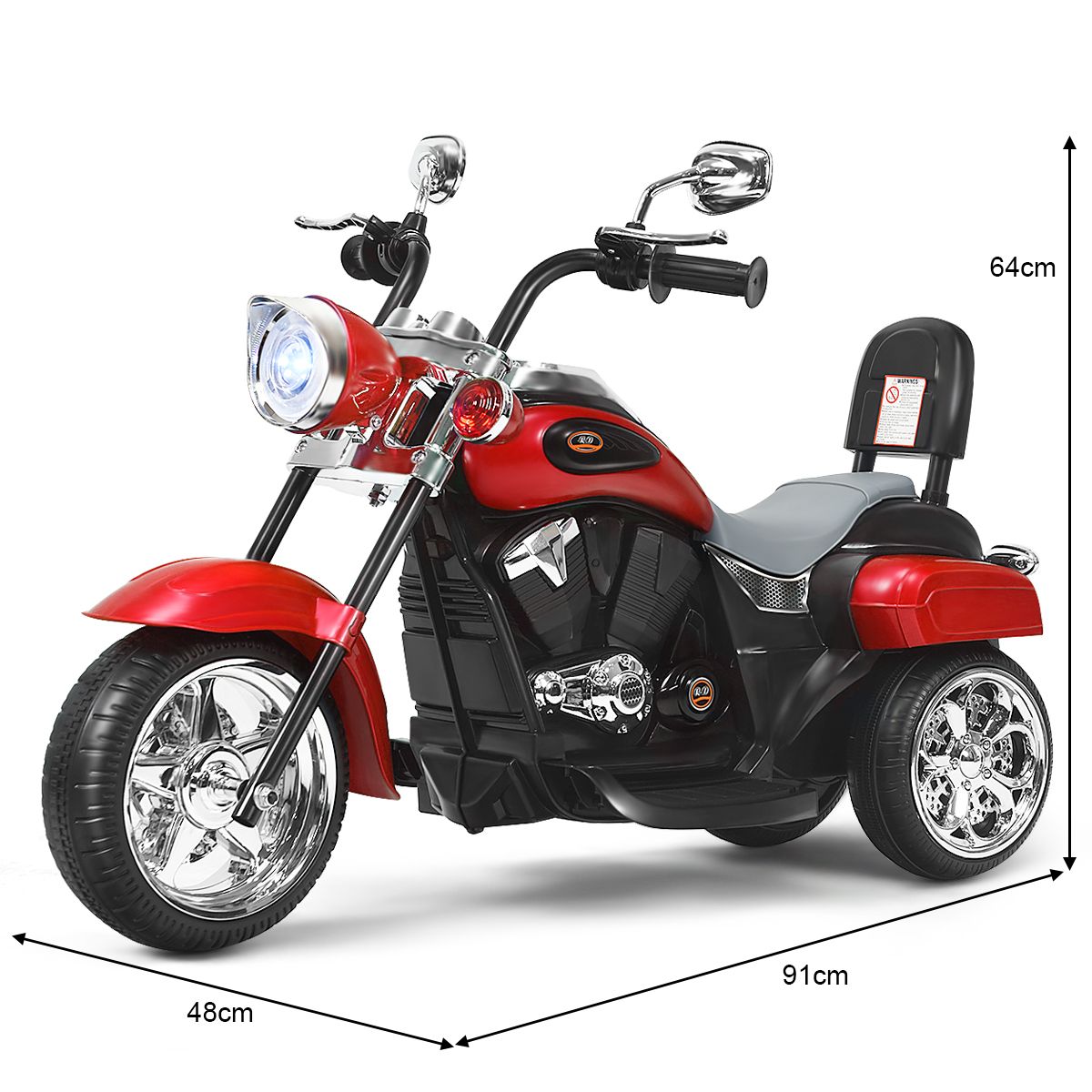 Coast Elektrische Kinder Motorfiets - Driewieler met verstelbare koplamp en claxon - Rood en zwart