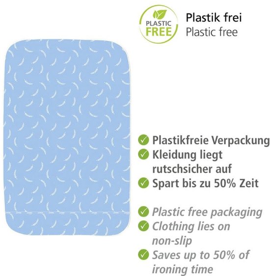 WENKO Air Comfort, Strijkijzermat, Blauw, Patroon, Katoen, 1300 mm, 650 mm