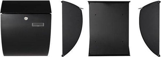 Perel Brievenbus Nice, wandmontage, gebogen front, met naamplaatje, incl. 2 sleutels, afmetingen (H x B x D) 40 x 31 x 16 cm, zwart