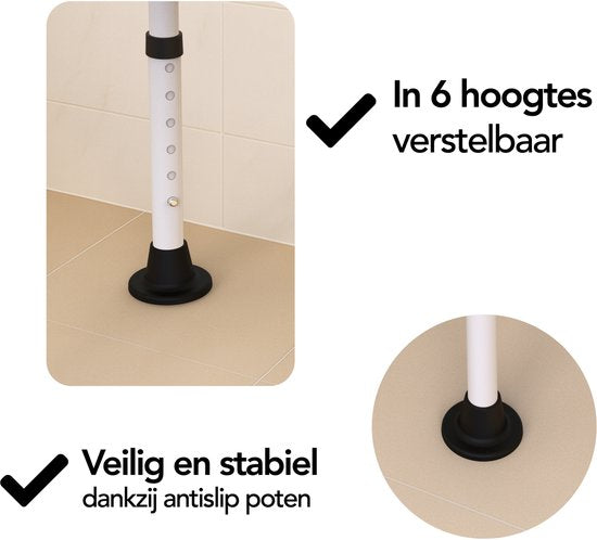 Brixy Douchekruk - In Hoogte Verstelbaar - Douchestoel - Anti-Slip - Met Douchekophouder - Max. 150 kg - Wit