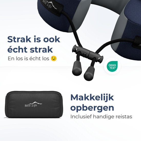 Best Life Nekkussen Vliegtuig - Reiskussen Auto - Memory Foam - Blauw