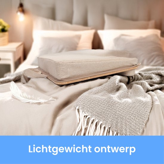 Laptop kussen - Schoot tafel - Verstelbaar - Standaard voor Thuiswerken - Bedtafel - Laptray en Tabletstandaard - Bamboe